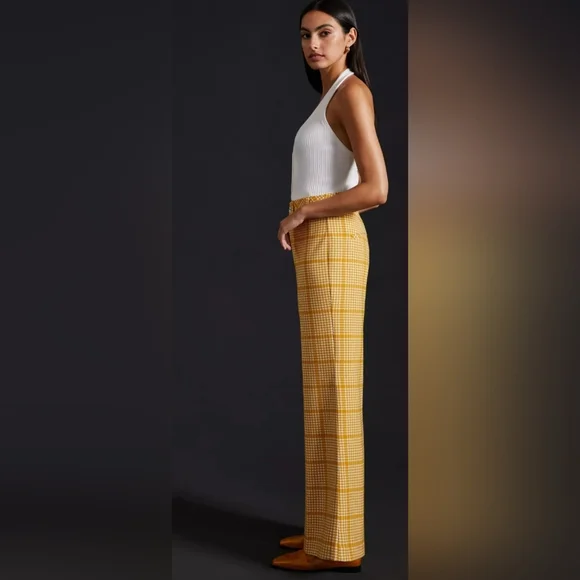Yellow Plaid Wide-Leg Pants - Picture 5 of 6